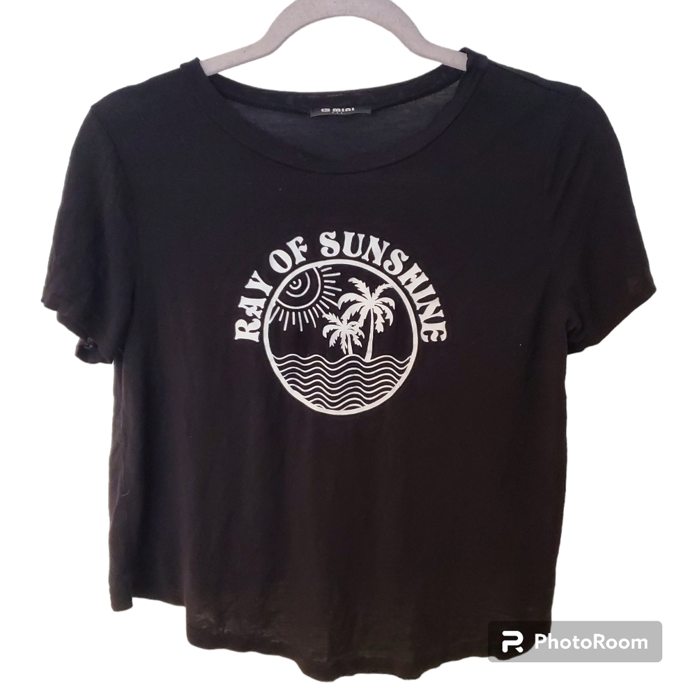 77. G Mini Women's Black and White Crop Top "Ray of Sunshine" Design